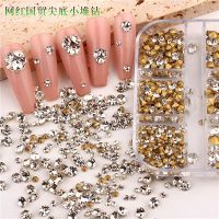 Multi Size Nail Rhinestones 6Grids Nail Glitter Glass Clear Diamond Manicure Decoration Pointed Bottom Non HotFix Strass Gems