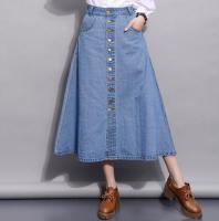 Women long skirt loose Pockets High Waist Single-breasted denim skirt A Big swing umbrella skirt XXXL