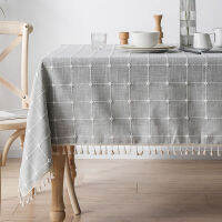 Pure Color Cotton Linen Tablecloth Jacquard Tassel Simple Coffee Table Table Cloth Breathable Fresh Nordic Rectangular Table Cov