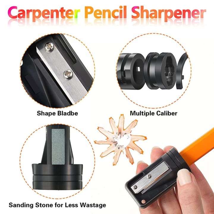 12-pcs-7-inches-hb-flat-octagonal-carpenter-marking-pencils-with-pencil-sharpener-retractable-pen-holder