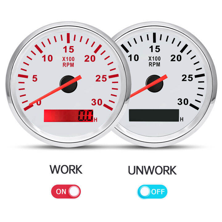 85มม-tachometer-3000rpm-พร้อม-hourmeter-รถบรรทุกเรือดีเซลเครื่องยนต์-tacho-meter-rpm-gauge-m18m16รถเรือ-tachometer-sensor