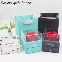 【♡Lovely girls house♡】กล่องของขวัญดอกกุหลาบนิรันดร์กล่องของขวัญวันวาเลนไทน์แหวนเงินกล่องใส่ของกล่องของขวัญแหวนตุ้มหูสร้อยคอกล่องเก็บของ