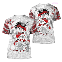 HOT Samurai Tattoo Oni 3d All-printed Mens Shirt Summer Harajuku Casual Short-sleeved T-shirt Unisex Top Size：S-5XL