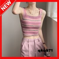 qkq971 Sweaters For Women Pure Wind Rainbow Stripe Vest Suspender WomenS Summer Design Sense, Wearing Short Jacket Inside And Outside In Summer