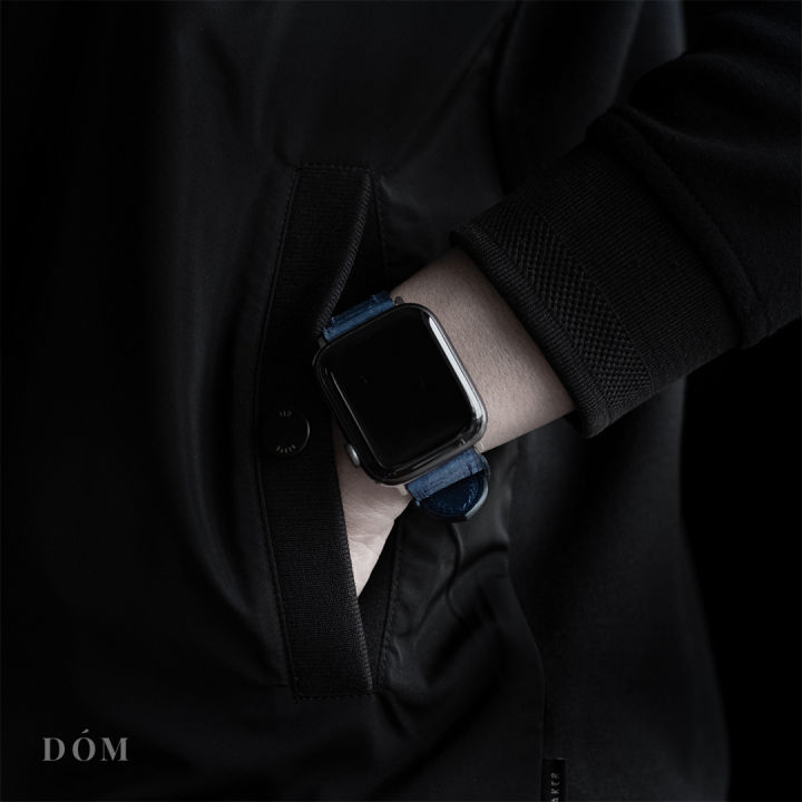 สายนาฬิกา-apple-watch-dom-type-03-cobalt-blue-สายนาฬิกาหนังแท้-german-deep-grain-สายแอปเปิ้ลวอชหนังแท้