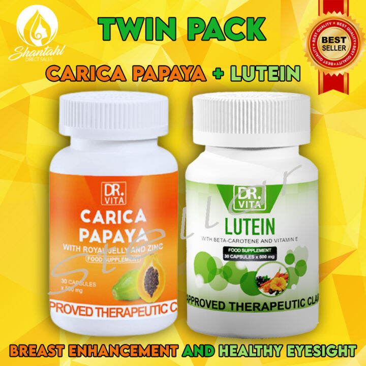 Twin pack of dr vita carica papaya and dr vita lutein improve or