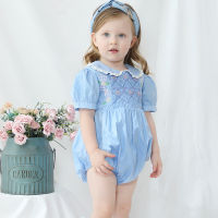 Children Smocked Romper Baby Girl Handmade Smocking Clothes Infant Embroidery Jumpsuit Toddler Boutique Clothing