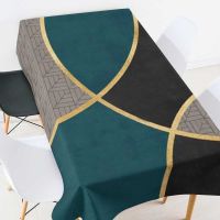 Geometric Striped Polyester Fabric 3D Tablecloth Black amp;Gray Splice Pattern Thicken Washable Rectangular Table Cloth for Kitchen