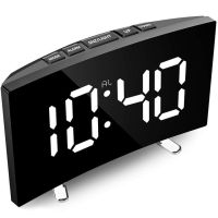 Digital Alarm Clock 7 Inch Curved Dimmable LED Sn Electronic Digital desktop Clock for Kids Bedroom Large Number Table Clock