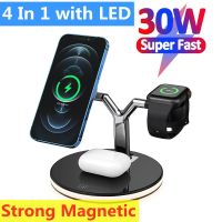 ZZOOI 30W 3 in 1 Magnetic Wireless Charger Stand For iPhone 12 13 14 Mini Pro Max Apple Watch Airpods  Fast Charging Dock Station