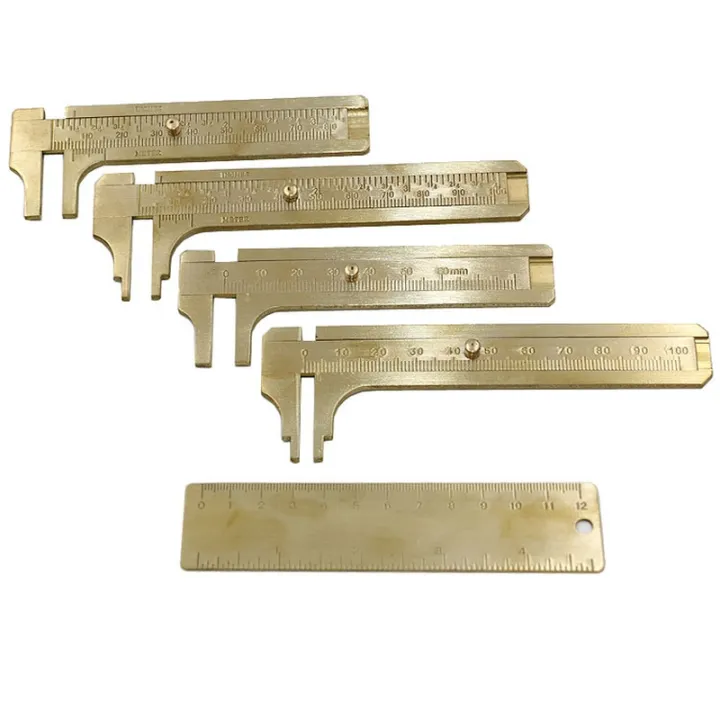 high-quality-mini-brass-caliper-pure-copper-vernier-dual-scale-measuring-ruler-portable-retro