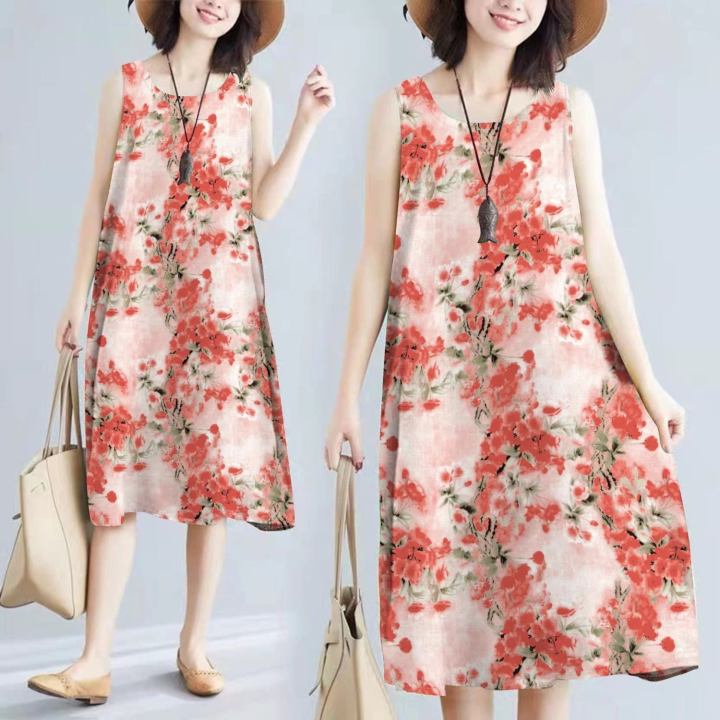 Women's Solid Color Round Neck Sleeveless Loose Strap Dress