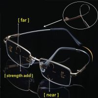 Metal Titanium Progressive Multifocal Reading Glasses Men Women Anti Blue Light Magnifying Presbyopia tr90 half rim Flexible