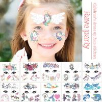 CW 1PCS Children 39;sParty Face StickersStickers MermaidAnimalUp FunPaper Temporary Tattoos