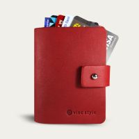 กระเป๋าใส่บัตร หนังแท้ LEATHER BI-FOLD CARD COVER - สีแดง