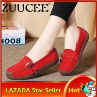 ZUUCEE Casual รองเท้าส้นเตี้ยผู้หญิงขนาดใหญ่รองเท้าเรือผู้หญิง SLIP - ON ของแท้เดี่ยวรองเท้าคัท Shoes【free 】