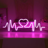 Heartbeat Neon Sign Light LED Love Logo Lamp Bulbs Acrylic Backplane Lighing Confession Decor Background Wall USB Powered