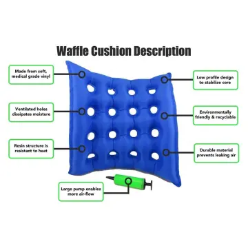 Waffle Cushion Pressure Relief - Wheelchair Cushions for Pressure Sores for  Sitting - Inflatable Coccyx Air Seat Cushion to Relief Back & Tailbone Pain  