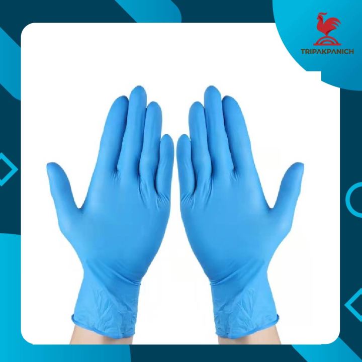 ถุงมือยางพีวีซี-ทนน้ำมัน-กันเคมี-สีขาว-ถุงมือไนไตร-สีน้ำเงิน-1โหล-size-s-m-l