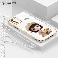 Kanavi หมวกชุบหรูหราผู้หญิงเคสโทรศัพท์ยางนุ่มสำหรับ Samsung Galaxy A01 A02 A02S A03 A03S A81 A71 M11 A11 A31ฝาครอบโทรศัพท์ที่ทันสมัยและทนทาน