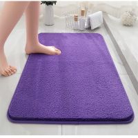 Solid Color Fluffy Bathroom Mat Anti-slip Bath Carpets Doormat For Toilet Absorbent Floor Rug Beside Bathtub Wash Basin Washable