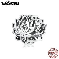 【✱2023 HOT✱】 WYSUYU SHOP Wostu 925ลูกปัดเงินสเตอร์ลิงตุ้งติ้งดอกบัวจี้พอดีสร้อยข้อมือสร้อยคอเครื่องประดับนำโชคดี Cqc1724