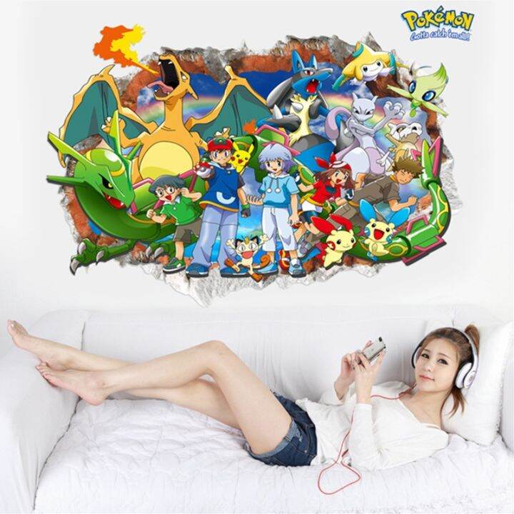 24-home-accessories-ภาพอนิเมะโปเกมอน-pikachu-charizard-pvc-สติกเกอร์ติดผนัง3d-วอลล์เปเปอร์ห้องเด็กห้องนอนห้องนั่งเล่นโรงเรียนอนุบาล-kado-ulang-tahun