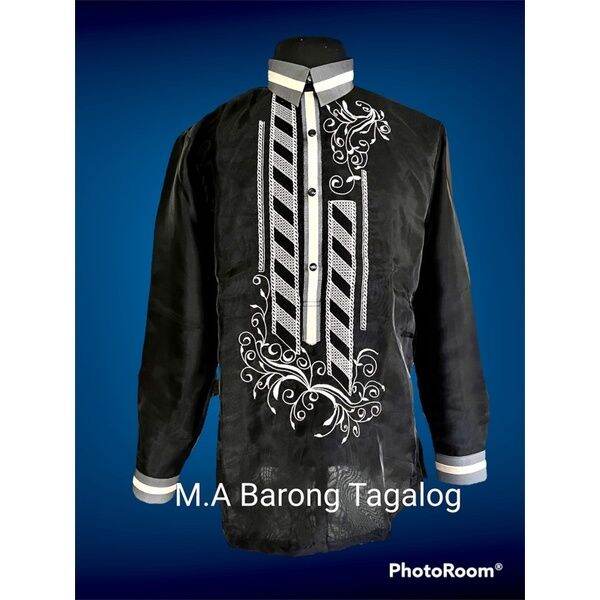 Men's traditional suit Barong Tagalog Black Lazada PH