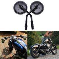 8mm Black Motorcycle Mirror Short Stem 3"Round Rearview Mirror For Harley Dyna Bobber Chopper Old School 1982-2018 Up Mirrors