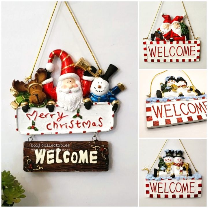 WELCOME Door Hang Signage with Santa/Snowman 3 Designs Resin | Lazada PH