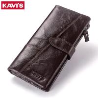 ZZOOI KAVIS Fashion 100% Genuine Leather Wallet female Coin Purse Portomonee Handy Long Clamp for Money Lady Vallet Card Holder Girls