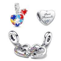 New Friends Charm Best Friend Puzzle Seam Pendant Colorful Bead 925 Sterling Silver Fit Original Pandora Bracelet DIYJewelry For