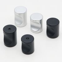 Modern Simple Bulat Thumb Handle Laci Lemari Kabinet Kenop Pintu dan Menarik Solid Space Aluminium Hitam/Perak Furniture Menangani