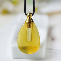 สีเหลืองคริสตัลธรรมชาติจี้ Wishing ขวดจี้สร้อยคอ Water Drop Shape สำหรับผู้หญิงผู้ชาย Blessing Party ของขวัญเครื่องประดับ