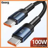 GEORG Type-C ถึง Type-C สายเคเบิลข้อมูลมือถือ 5 A 100 W ค่ะ การส่งข้อมูล480Mbps สายชาร์จไฟ ของใหม่ ตัวทอ PP สายชาร์จเร็ว โทรศัพท์มือถือสำหรับมือถือ