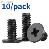 10pcs Black Carbon Steel Cross Phillips Ultra Thin Flat Wafer Head Screw CM M1.6 M2 M2.5 M3 M4 for Laptop PC