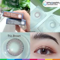 กล่องน้ำเงิน (1) Trio Gray Brown สีเทา สีน้ำตาล เลนส์สี Maxim คอนแทคเลนส์ Contact Lens โทนธรรมชาติ สายตา -12.00 มินิ