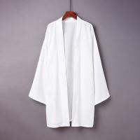 #5021 Spring Summer Black White Kimono Jacket Men Solid Loose Open Stitch Kimono Coat Outerwear Thin Sunscreen Hanfu Jacket Men