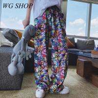 APOD Wg SHOP พร้อมส่ง กางเกงขายาว ขากว้าง พิมพ์ลายการ์ตูน สไตล์เกาหลี สําหรับผู้หญิง