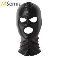 Unisex Latex Head Shiny Metallic Open Eye Mouth คอสเพลย์ s หมวก Balaclava ผู้ชายผู้หญิง Roleplay Full Face