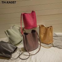 ☈☢ The new bucket bag fold inclined large capacity shopping joker womens shoulder 2020 han edition