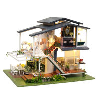 New Miniature Dollhouse 3D DIY Wooden Assembling Villa Kids Handmade Room Decor Dust Cover Designs Dollhouse Toys