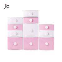 Jio ตู้ลิ้นชักพลาสติก 2-4 ชั้น หน้ากว้าง 42 ซม. สีทูโทน ขาว-ชมพู จัดส่งแบบประกอบพร้อมใช้งานทันที