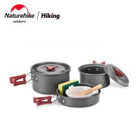 Naturehike ชุดเครื่องครัวสำหรับ2-3คน,มีดพกพาเครื่องครัวแคมปิ้งเบาไม่ติดหม้อกลางแจ้ง