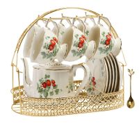 Holiday Gift British Style Top-Grade Bone China Tea Pot Tea Cup Set Saucer Luxury Coffee Pot Coffee Cup Set Spoon