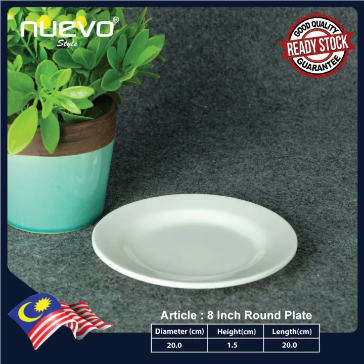 8 Inch White Melamine Restaurant Round Plates白色餐厅圆盘 Pinggan Bulat ...