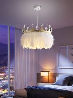 [COD] bedroom crown feather chandelier modern simple warm romantic childrens room ins girl net red