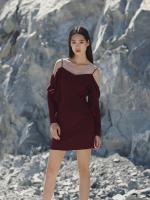 PAING เดรส รุ่น Mysterous Dress (Burgundy Color)