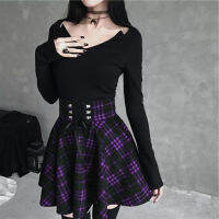 Womens Gothic Skirt Women Pleated Plaid s Spring Autumn Girl Hip Hop Female Punk Goth Mini Clubwear