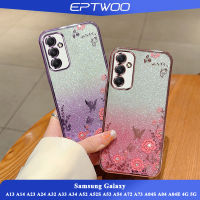 EPTWOO สำหรับ Samsung Galaxy A13 A14 A23 A24 A32 A33 A34 A52 A52S A53 A54 A72 A73 A04S A04 A04E 4G 5G เคสโทรศัพท์Electroplated Secret Gardenรูปแบบปลอกกันกระแทกใสนุ่มTPUฝาหลังBling GlitterกระดาษMM-08